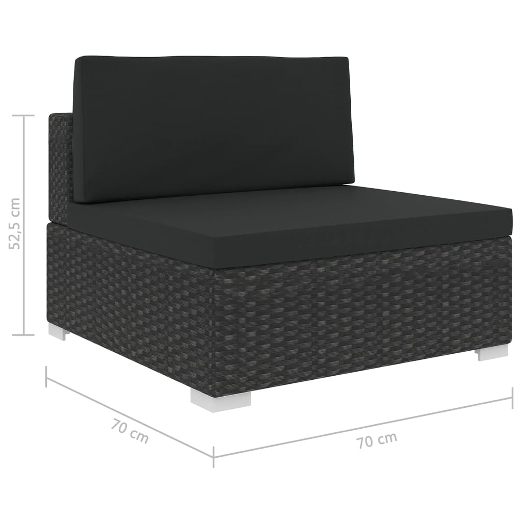 Set Divani da Giardino 5 pz con Cuscini in Polyrattan Nero - homemem39