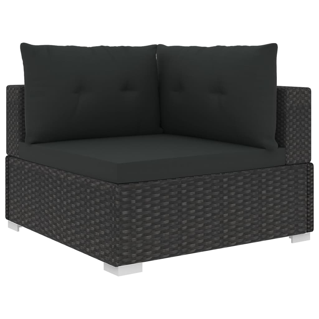 Set Divani da Giardino 6 pz con Cuscini in Polyrattan Nero - homemem39