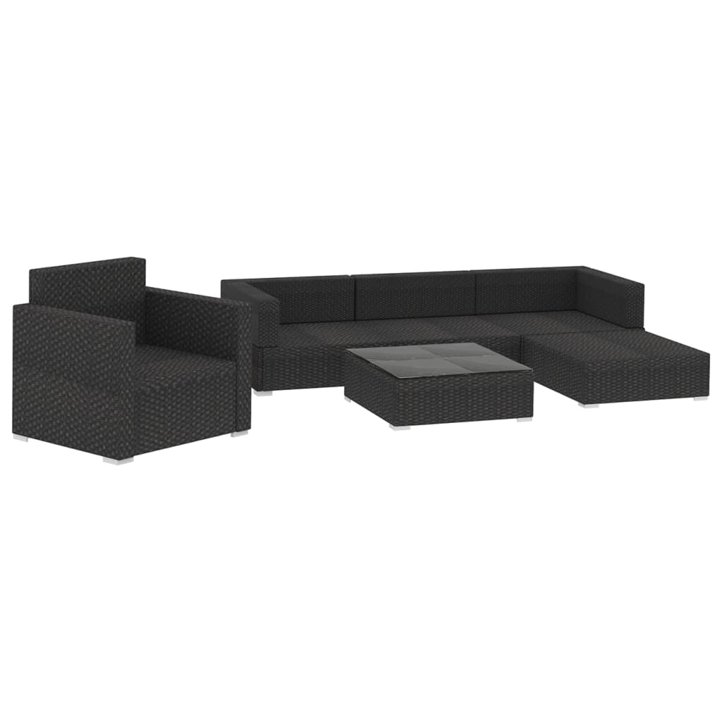 Set Divani da Giardino 6 pz con Cuscini in Polyrattan Nero - homemem39