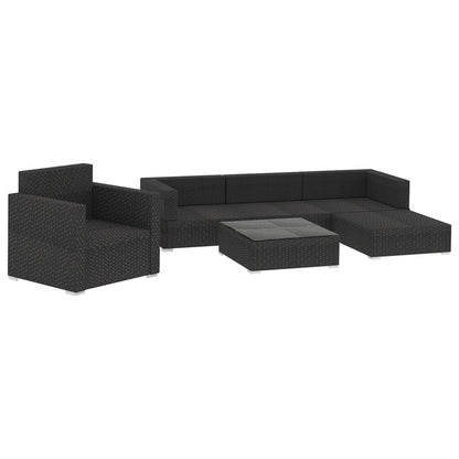 Set Divani da Giardino 6 pz con Cuscini in Polyrattan Nero - homemem39