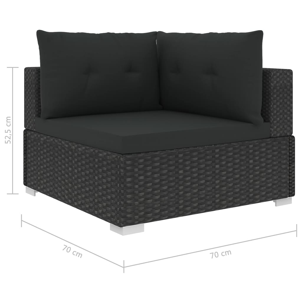 Set Divani da Giardino 6 pz con Cuscini in Polyrattan Nero - homemem39