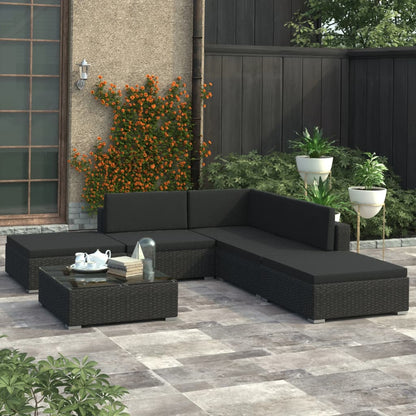 Set Divani da Giardino 6 pz con Cuscini in Polyrattan Nero - homemem39