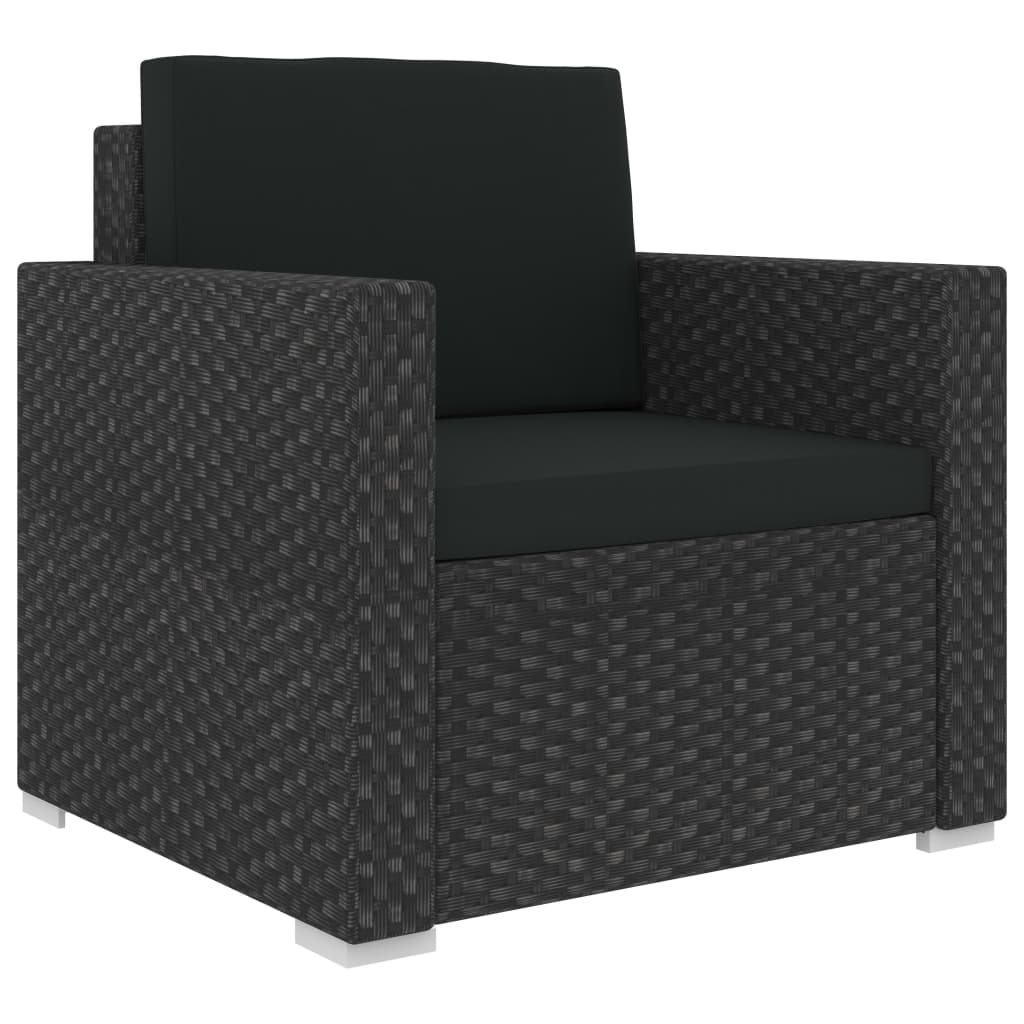Set Divani da Giardino 12 pz con Cuscini in Polyrattan Nero - homemem39