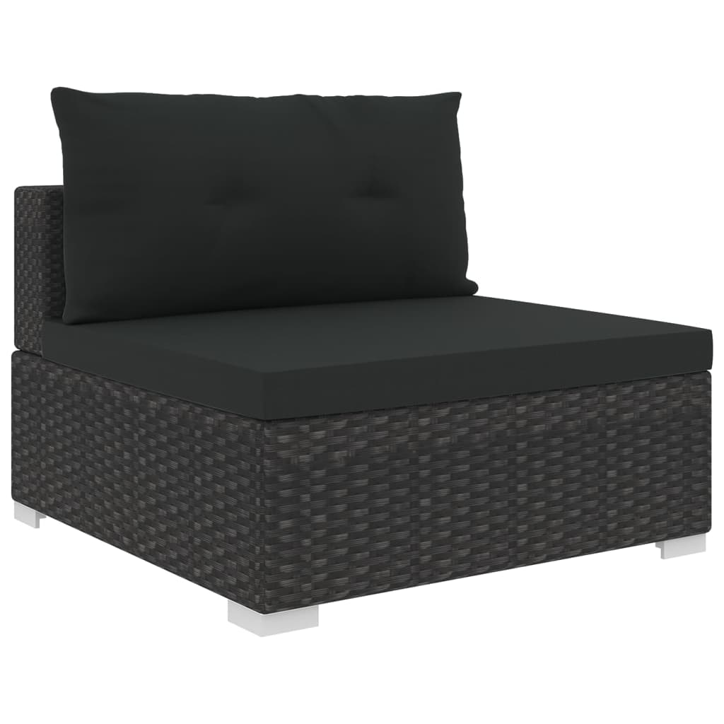Set Divani da Giardino 10 pz con Cuscini in Polyrattan Nero - homemem39