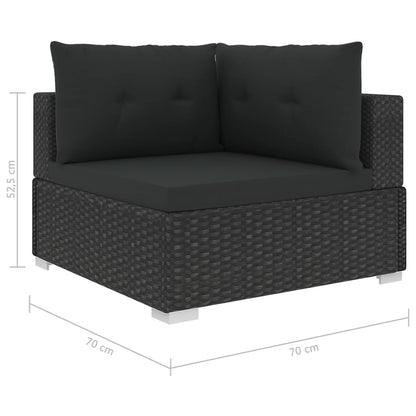 Set Divani da Giardino 10 pz con Cuscini in Polyrattan Nero - homemem39