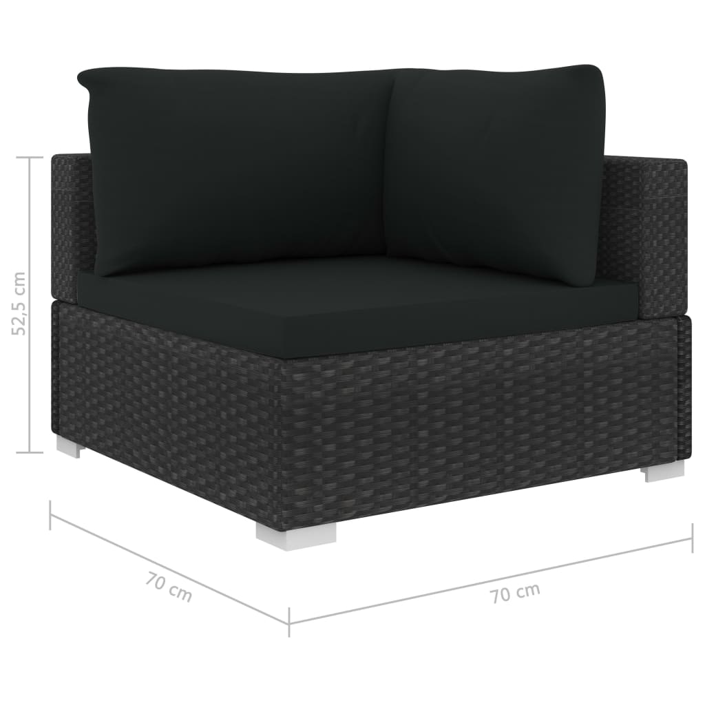 Set Divani da Giardino 12 pz con Cuscini in Polyrattan Nero - homemem39