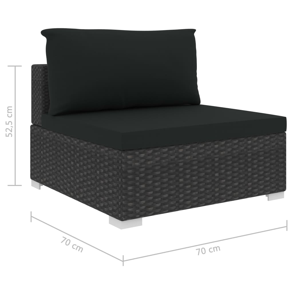 Set Divani da Giardino 12 pz con Cuscini in Polyrattan Nero - homemem39