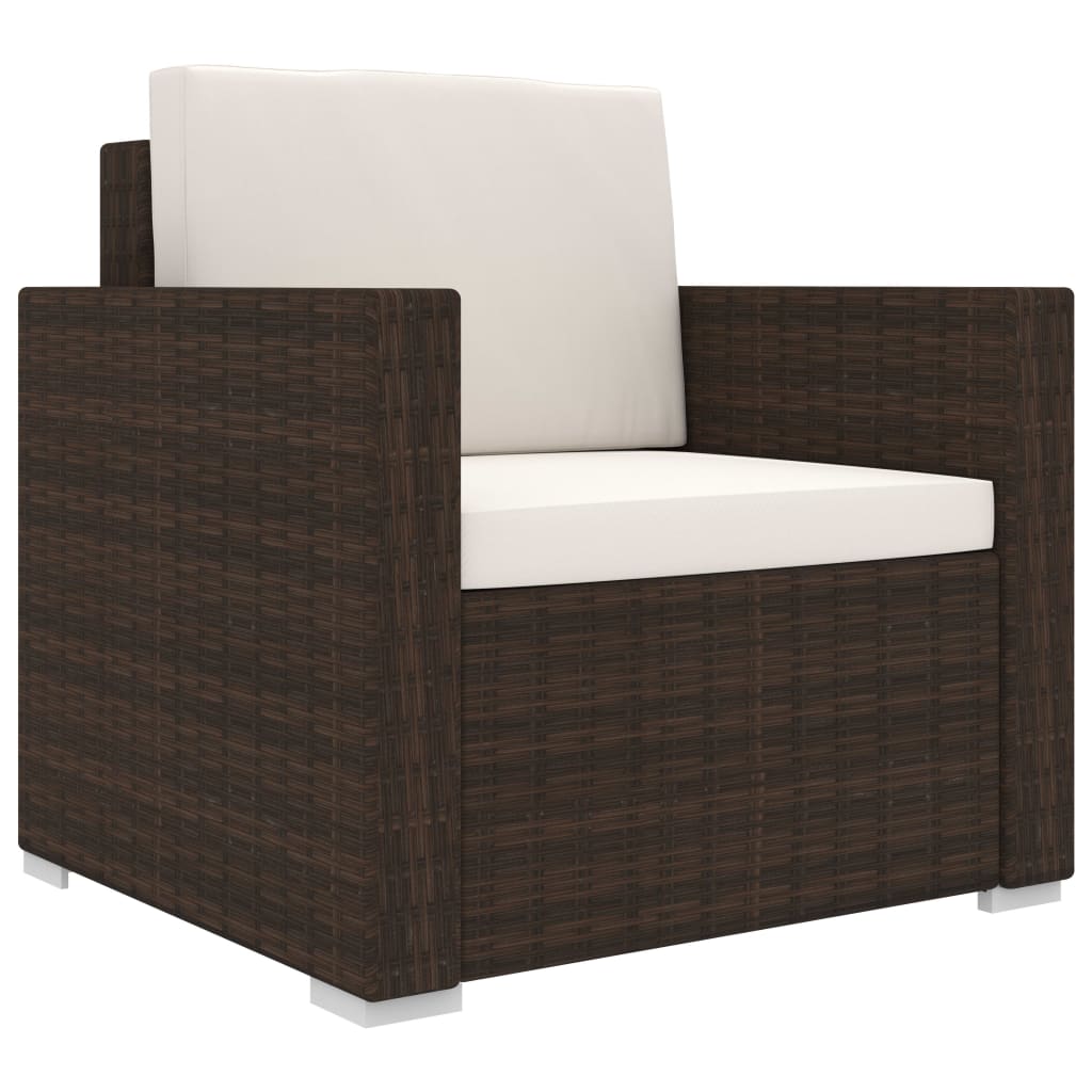 Set Divani da Giardino 8 pz con Cuscini in Polyrattan Marrone | homemem39