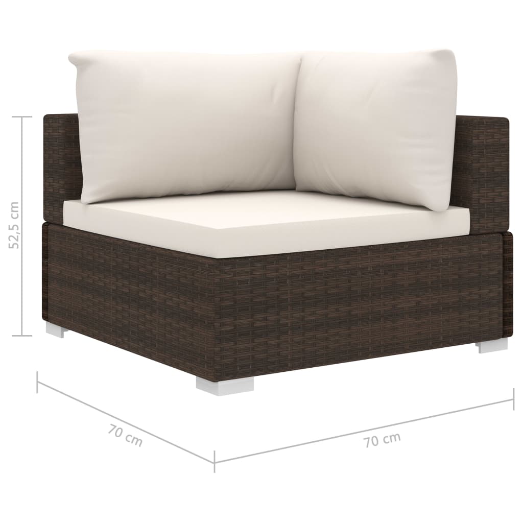 Set Divani da Giardino 8 pz con Cuscini in Polyrattan Marrone | homemem39