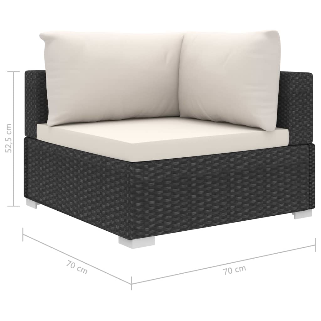 Set Divani da Giardino 8 pz con Cuscini in Polyrattan Nero - homemem39