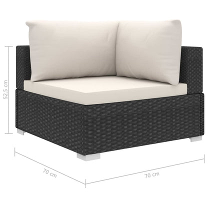 Set Divani da Giardino 6 pz con Cuscini in Polyrattan Nero