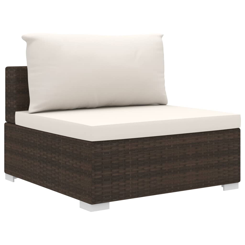 Set Divani da Giardino 4 pz con Cuscini in Polyrattan Marrone - homemem39