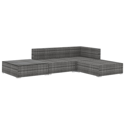Set Divani da Giardino 4 pz con Cuscini in Polyrattan Grigio | homemem39