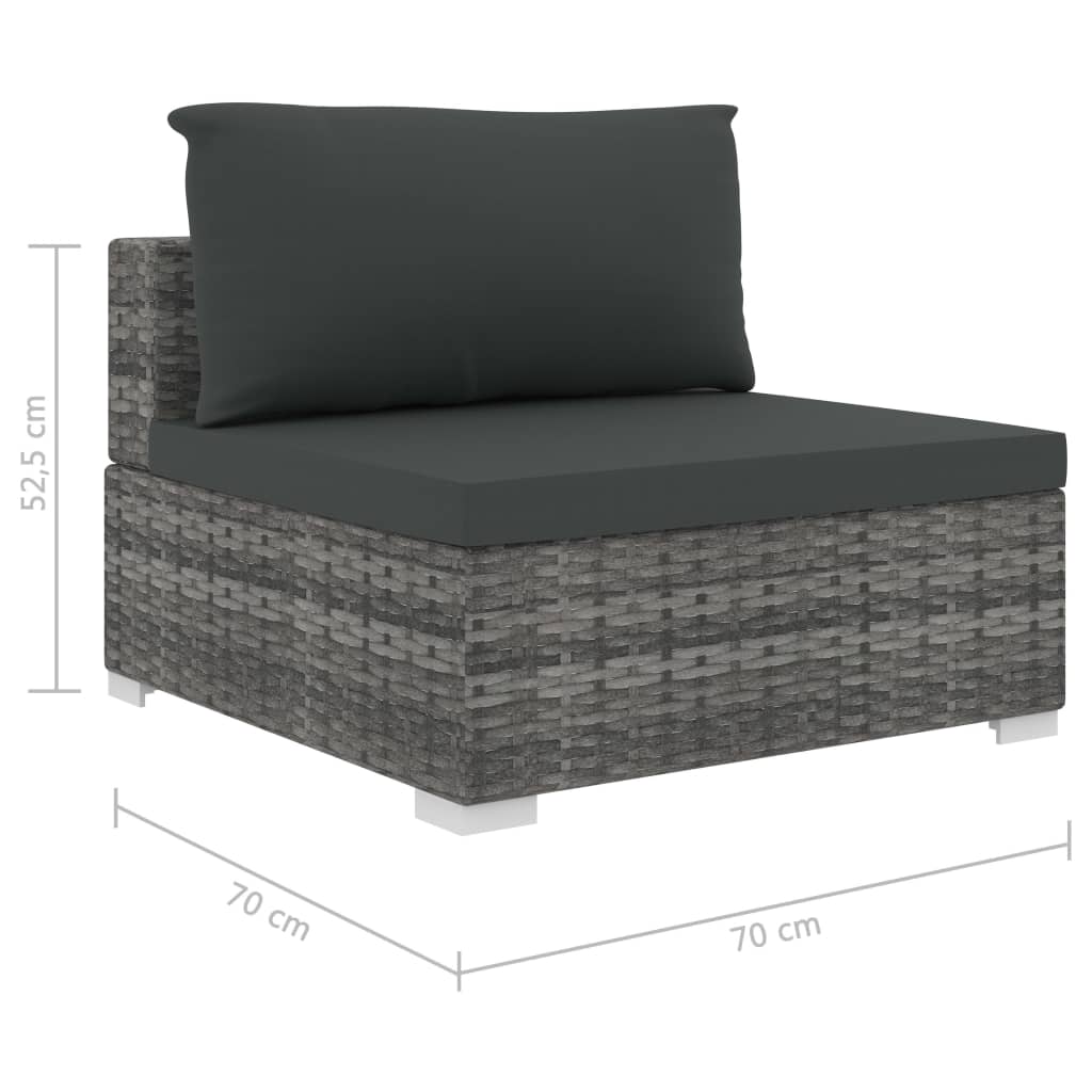 Set Divani da Giardino 4 pz con Cuscini in Polyrattan Grigio | homemem39