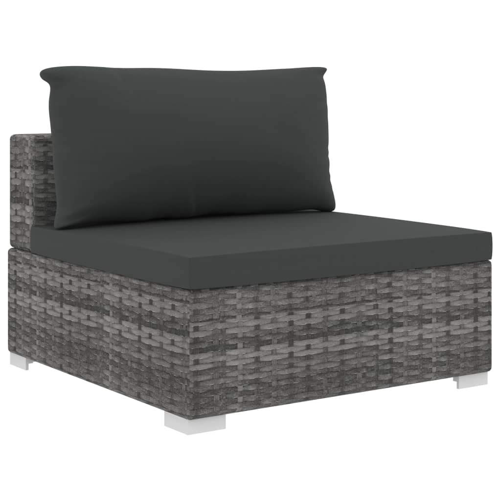 Set Divani da Giardino 5 pz con Cuscini in Polyrattan Grigio | homemem39