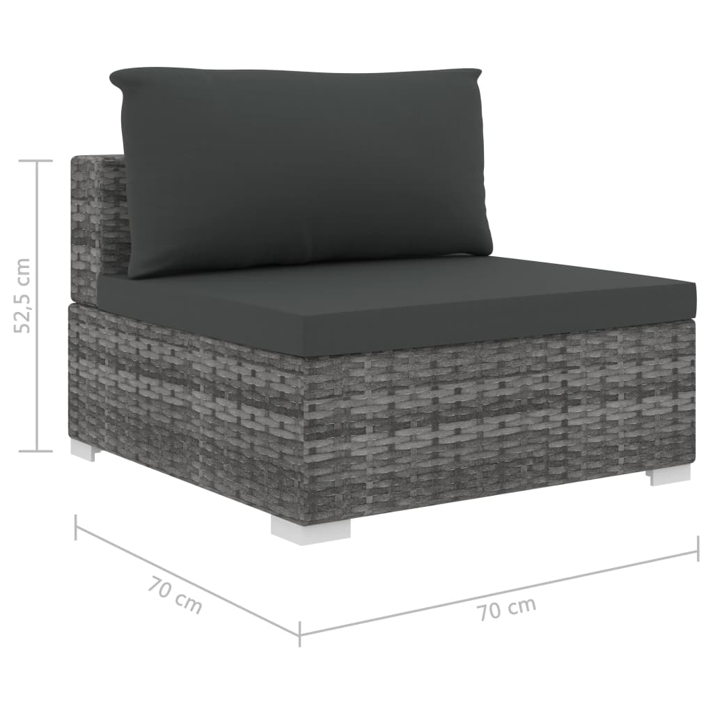 Set Divani da Giardino 5 pz con Cuscini in Polyrattan Grigio | homemem39