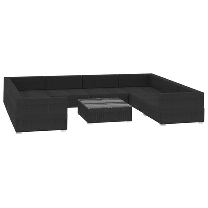 Set Divani da Giardino 9 pz con Cuscini in Polyrattan Nero | homemem39