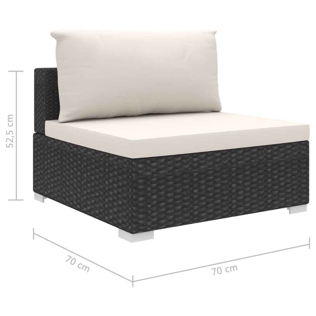 Set Divani da Giardino 9 pz con Cuscini in Polyrattan Nero | homemem39