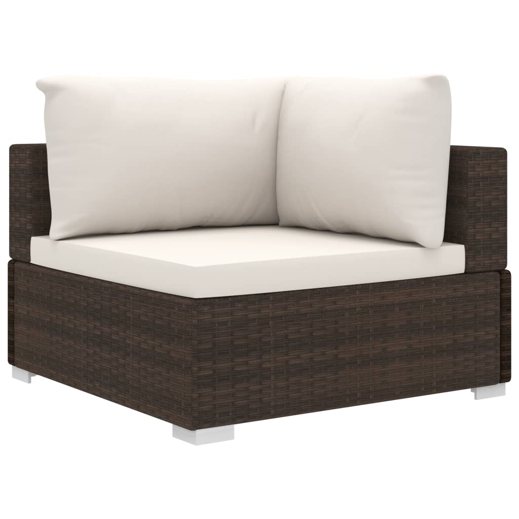 Set Divani da Giardino 11 pz con Cuscini in Polyrattan Marrone - homemem39
