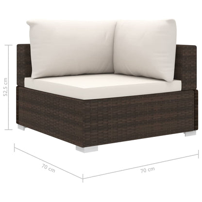Set Divani da Giardino 11 pz con Cuscini in Polyrattan Marrone - homemem39