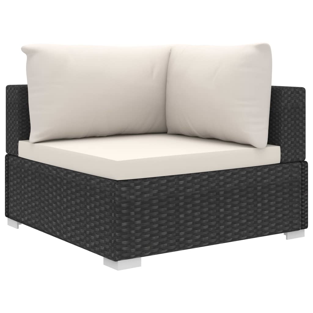 Set Divani da Giardino 11 pz con Cuscini in Polyrattan Nero - homemem39