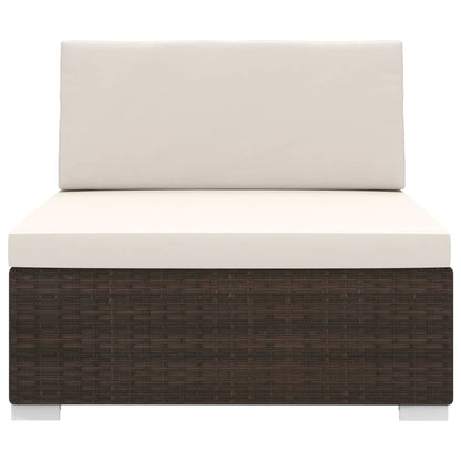 Seduta Centrale Modulare 1 pz con Cuscini in Polyrattan Marrone - homemem39