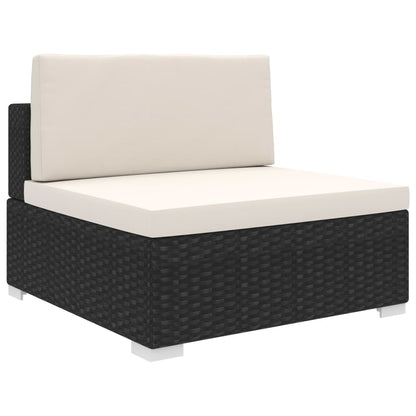 Seduta Centrale Modulare 1 pz con Cuscini in Polyrattan Nero - homemem39