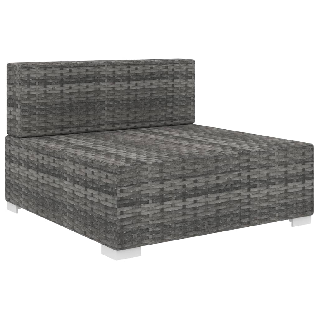 Seduta Centrale Modulare 1 pz con Cuscini in Polyrattan Grigio - homemem39