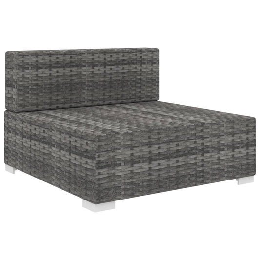 Seduta Centrale Modulare 1 pz con Cuscini in Polyrattan Grigio - homemem39