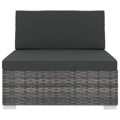 Seduta Centrale Modulare 1 pz con Cuscini in Polyrattan Grigio - homemem39