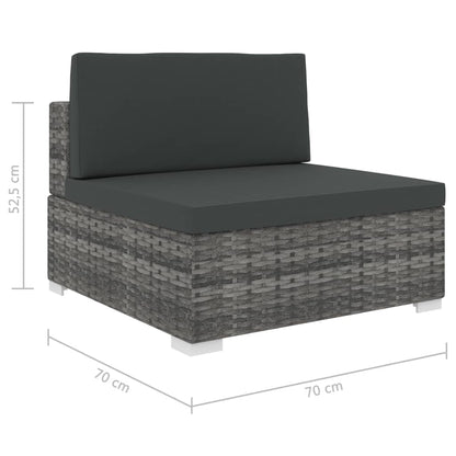 Seduta Centrale Modulare 1 pz con Cuscini in Polyrattan Grigio - homemem39