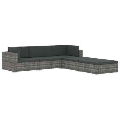 Seduta Centrale Modulare 1 pz con Cuscini in Polyrattan Grigio - homemem39