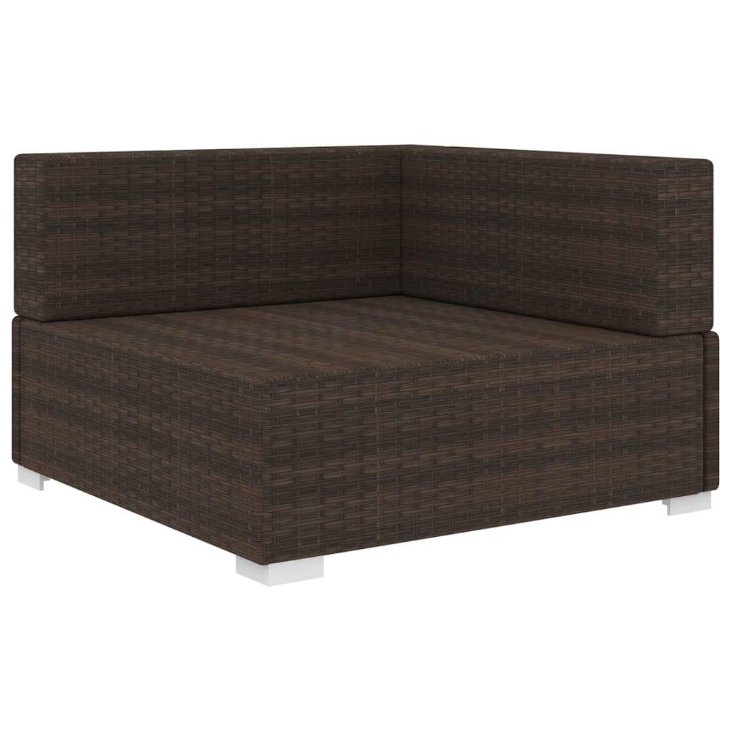 Poltrona Modulare ad Angolo 1 pz con Cuscini Polyrattan Marrone - homemem39