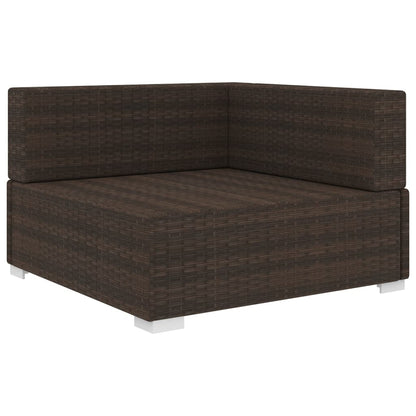 Poltrona Modulare ad Angolo 1 pz con Cuscini Polyrattan Marrone - homemem39