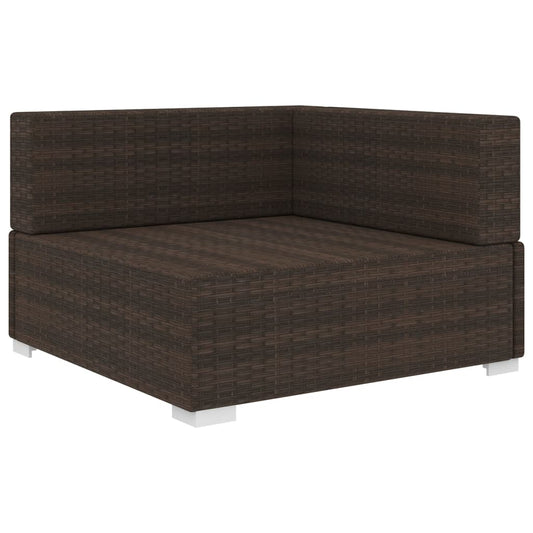 Poltrona Modulare ad Angolo 1 pz con Cuscini Polyrattan Marrone - homemem39