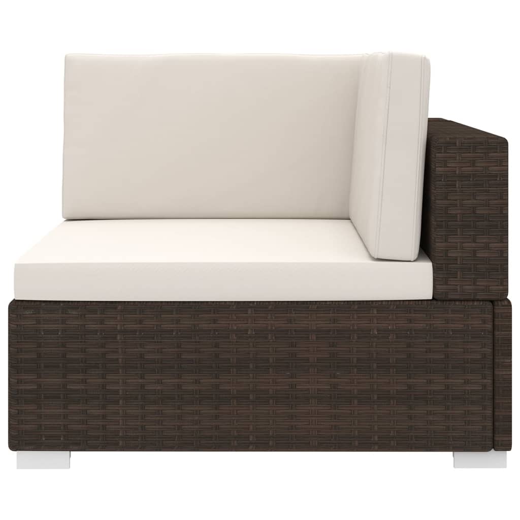Poltrona Modulare ad Angolo 1 pz con Cuscini Polyrattan Marrone - homemem39