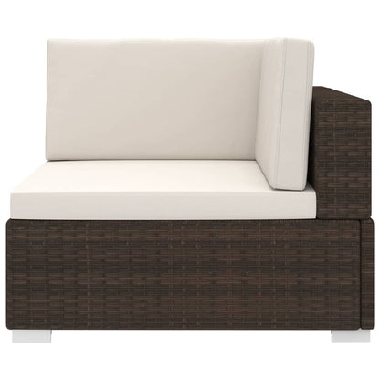 Poltrona Modulare ad Angolo 1 pz con Cuscini Polyrattan Marrone - homemem39