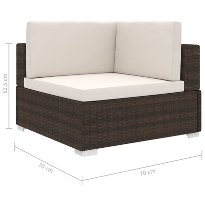 Poltrona Modulare ad Angolo 1 pz con Cuscini Polyrattan Marrone - homemem39