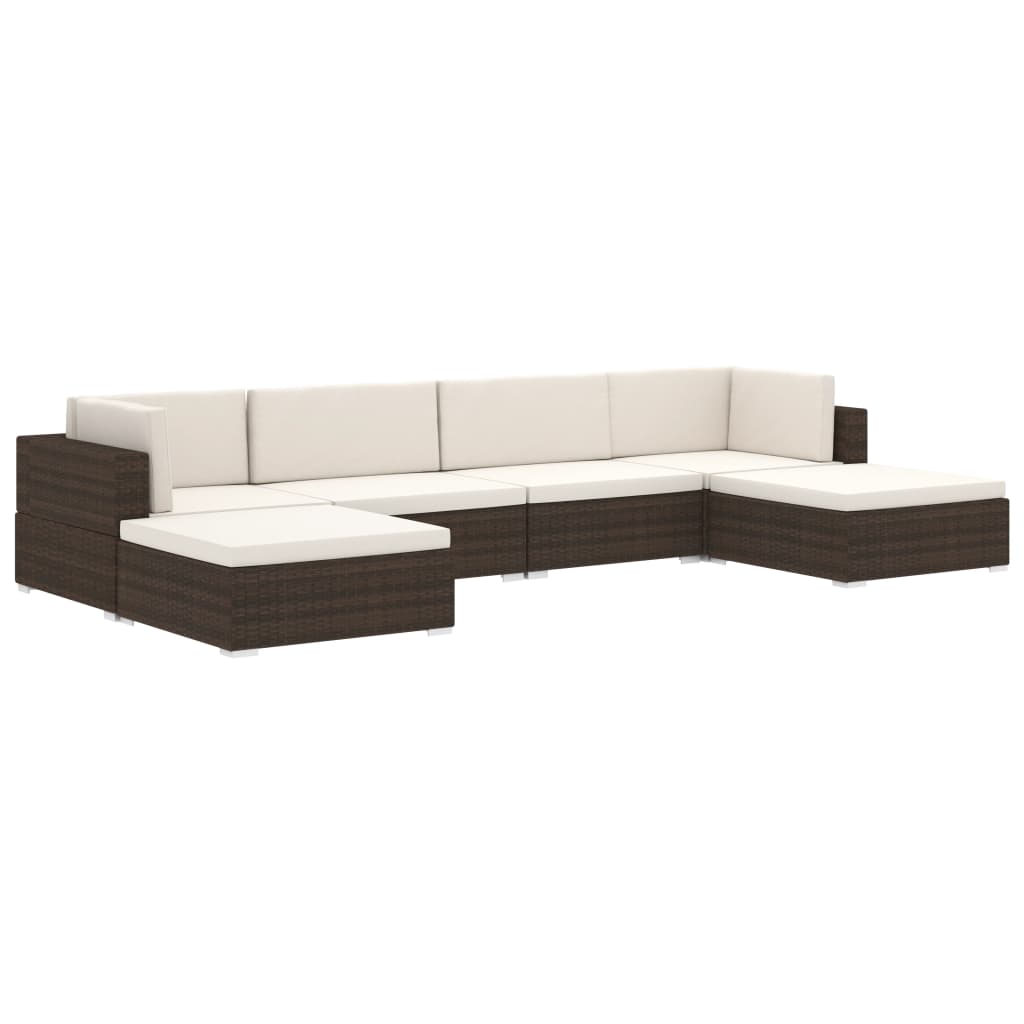 Poltrona Modulare ad Angolo 1 pz con Cuscini Polyrattan Marrone - homemem39
