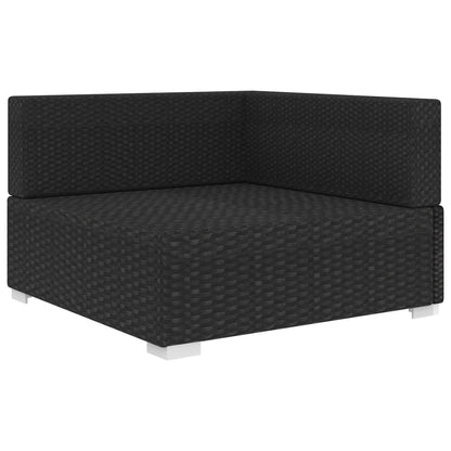 Poltrona Modulare ad Angolo 1 pz con Cuscini in Polyrattan Nero