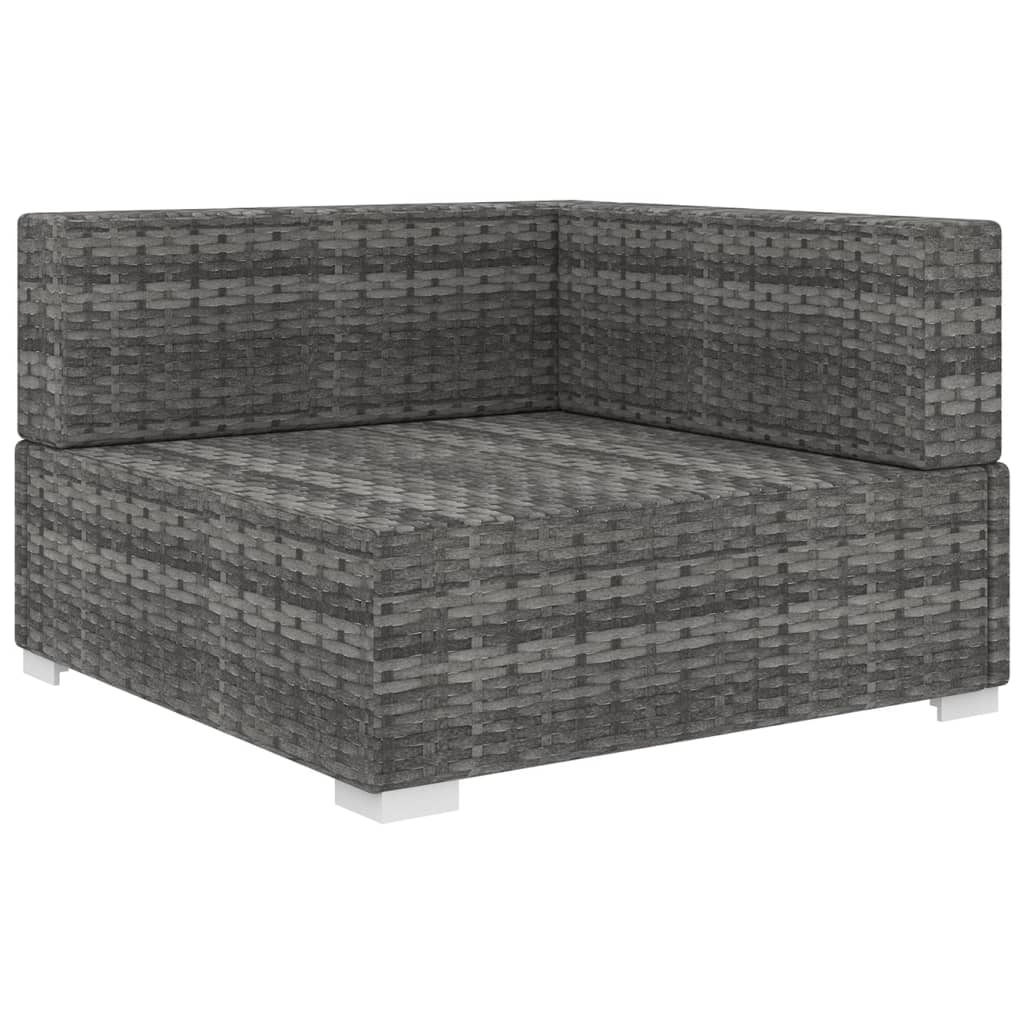 Poltrona Modulare ad Angolo 1 pz con Cuscini Polyrattan Grigio - homemem39