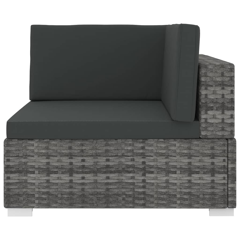 Poltrona Modulare ad Angolo 1 pz con Cuscini Polyrattan Grigio - homemem39