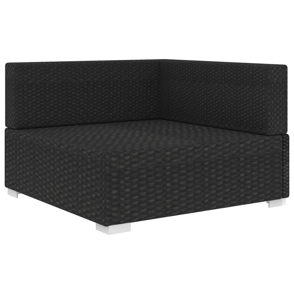 Poltrona Modulare ad Angolo 1 pz con Cuscini in Polyrattan Nero - homemem39