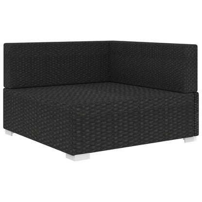 Poltrona Modulare ad Angolo 1 pz con Cuscini in Polyrattan Nero - homemem39