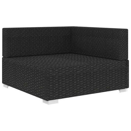 Poltrona Modulare ad Angolo 1 pz con Cuscini in Polyrattan Nero - homemem39