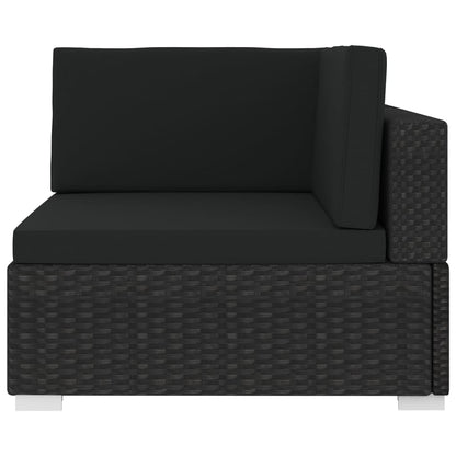 Poltrona Modulare ad Angolo 1 pz con Cuscini in Polyrattan Nero