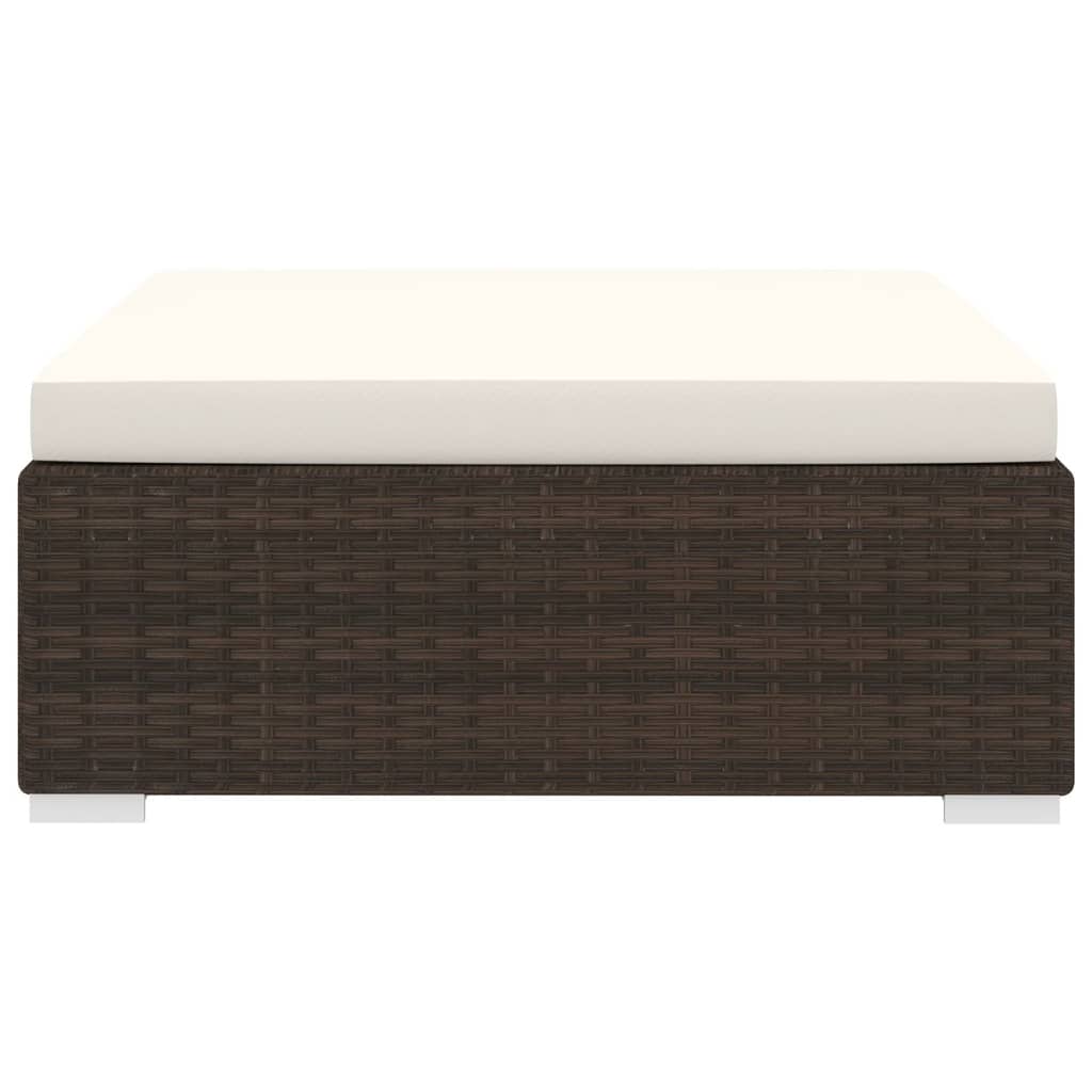 Poggiapiedi Modulare 1 pz con Cuscino in Polyrattan Marrone - homemem39