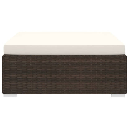 Poggiapiedi Modulare 1 pz con Cuscino in Polyrattan Marrone - homemem39