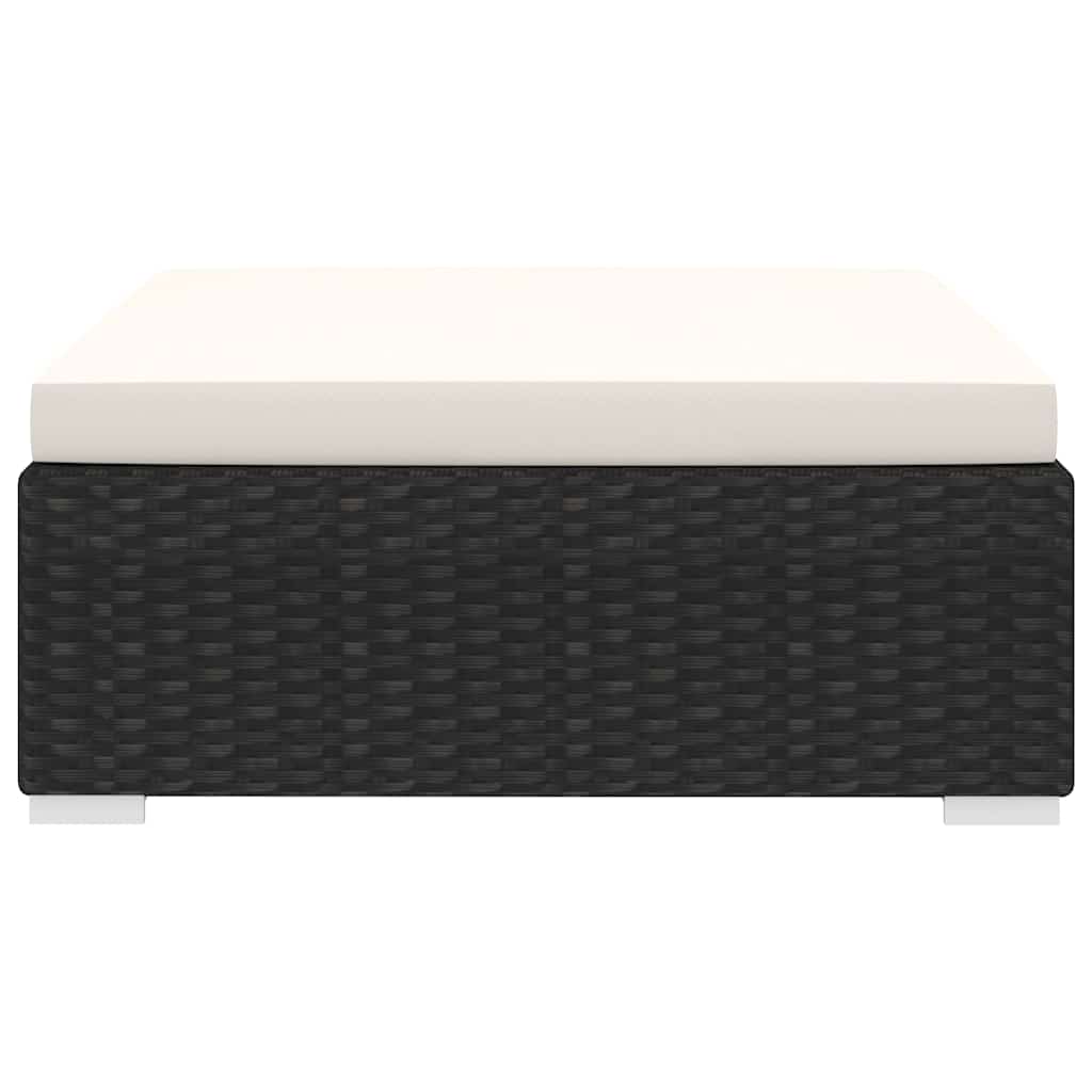 Poggiapiedi Modulare 1 pz con Cuscino in Polyrattan Nero