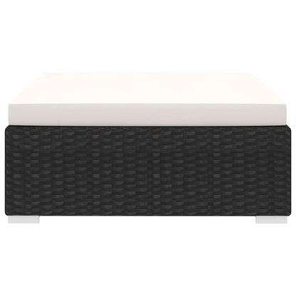 Poggiapiedi Modulare 1 pz con Cuscino in Polyrattan Nero
